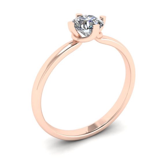 Anel de diamante redondo estilo ponta invertida em ouro rosa,  Ampliar imagem 4