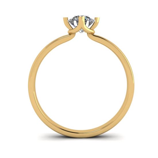 Anel de diamante redondo estilo ponta invertida em ouro amarelo,  Ampliar imagem 2