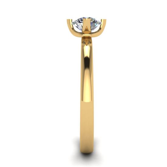 Anel de diamante redondo estilo ponta invertida em ouro amarelo,  Ampliar imagem 3