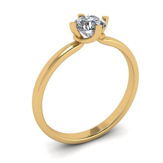 Anel de diamante redondo estilo ponta invertida em ouro amarelo,  Ampliar imagem 4