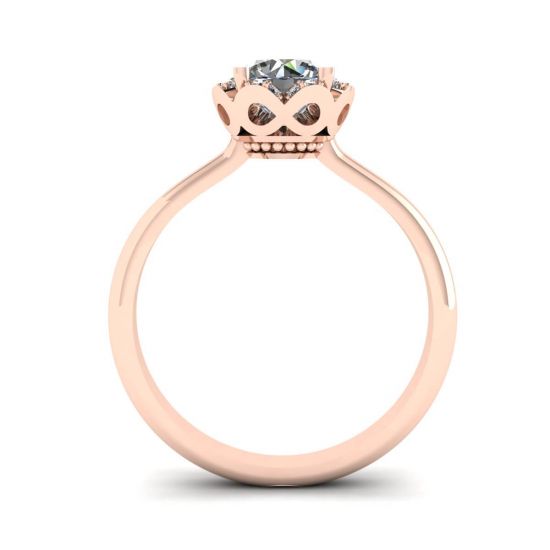 Almofada flor de renda anel de diamante ouro rosa, More Image 0