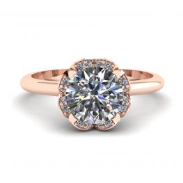 Almofada flor de renda anel de diamante ouro rosa