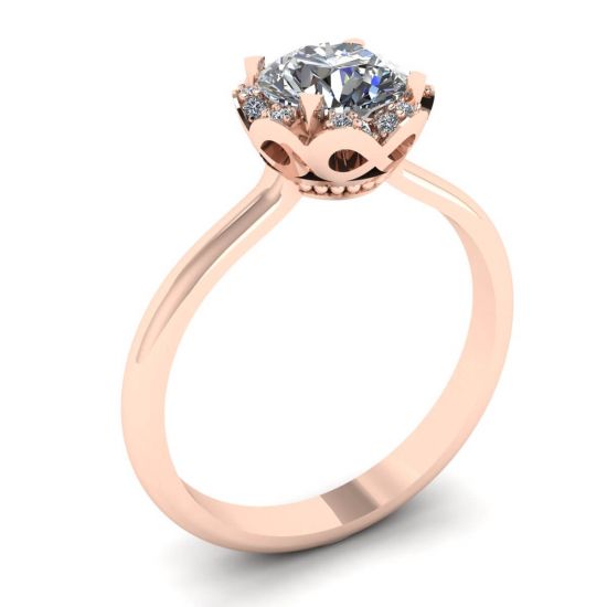 Almofada flor de renda anel de diamante ouro rosa,  Ampliar imagem 4