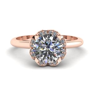 Almofada flor de renda anel de diamante ouro rosa