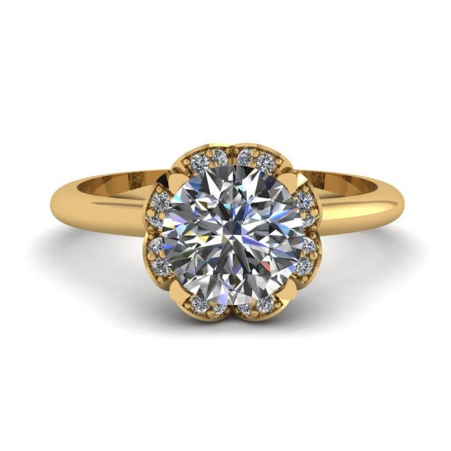Almofada flor rendada anel diamante ouro amarelo