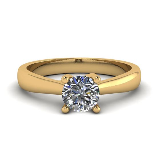 Anel Crossing Prongs com diamante redondo ouro amarelo 18K, Ampliar imagem 1