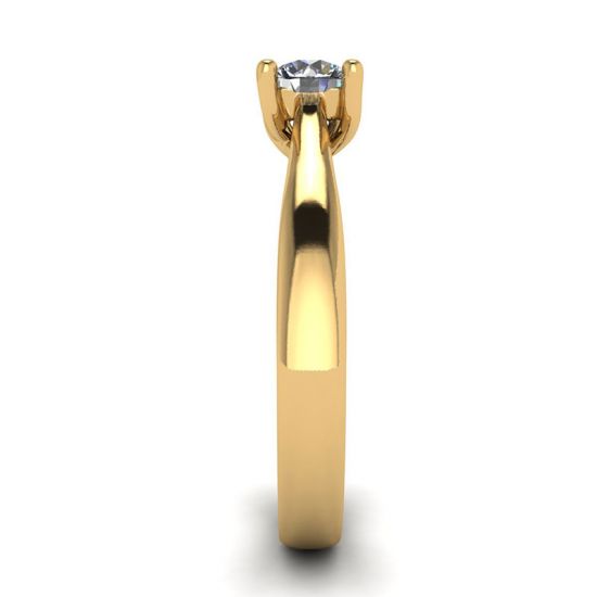 Anel Crossing Prongs com diamante redondo ouro amarelo 18K,  Ampliar imagem 3