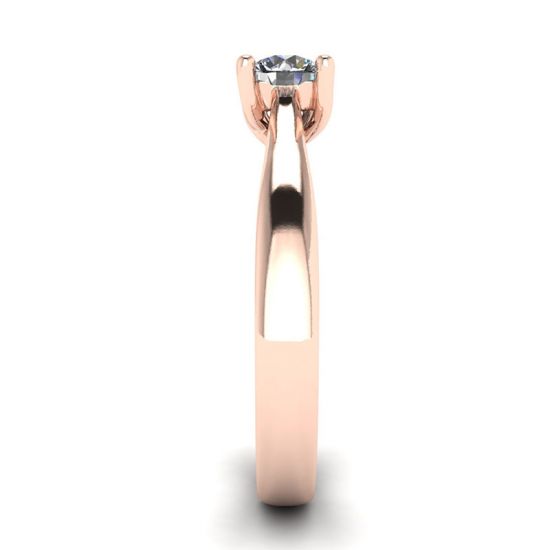Anel Crossing Prongs com diamante redondo ouro rosa 18K,  Ampliar imagem 3