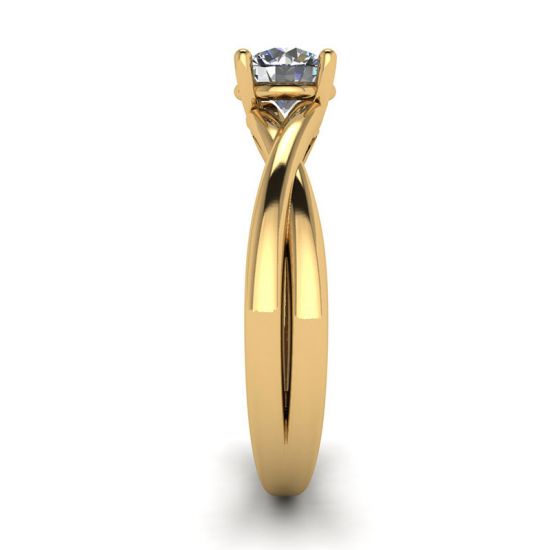 X Anel Cruz com Diamante Redondo Ouro Amarelo,  Ampliar imagem 3
