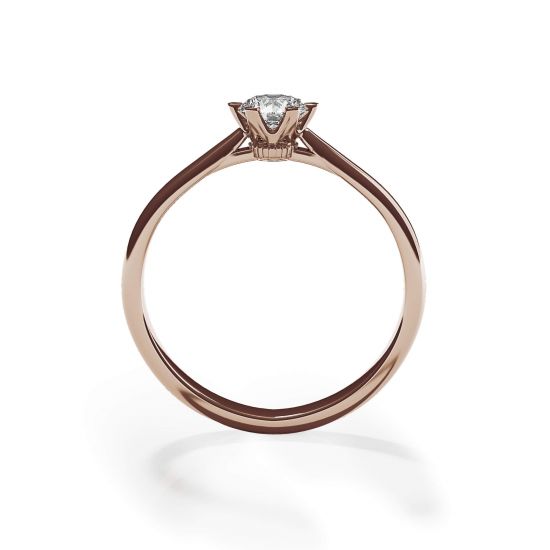 Anel de noivado coroa de diamante de 6 pinos em ouro rosa, More Image 0