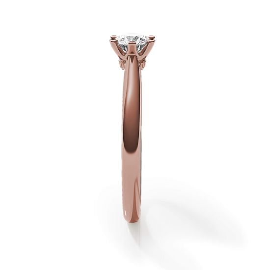 Anel de noivado coroa de diamante de 6 pinos em ouro rosa,  Ampliar imagem 3