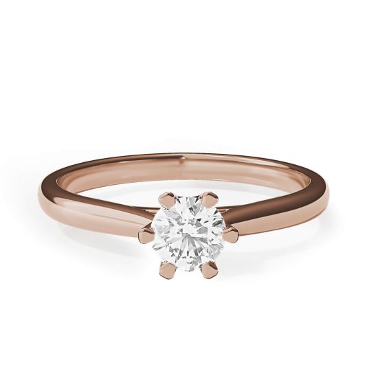 Anel de noivado coroa de diamante de 6 pinos em ouro rosa, Imagem 1