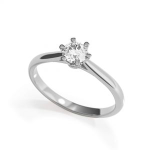 Anel de noivado de diamante de coroa de 6 pinos - Foto 3