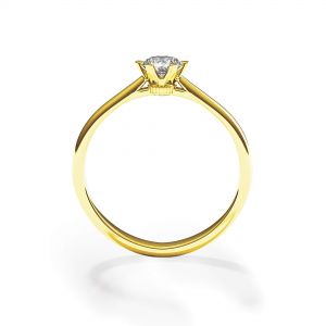 Anel de noivado coroa diamante 6 pinos em ouro amarelo - Foto 1