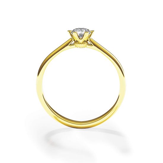 Anel de noivado coroa diamante 6 pinos em ouro amarelo, More Image 0