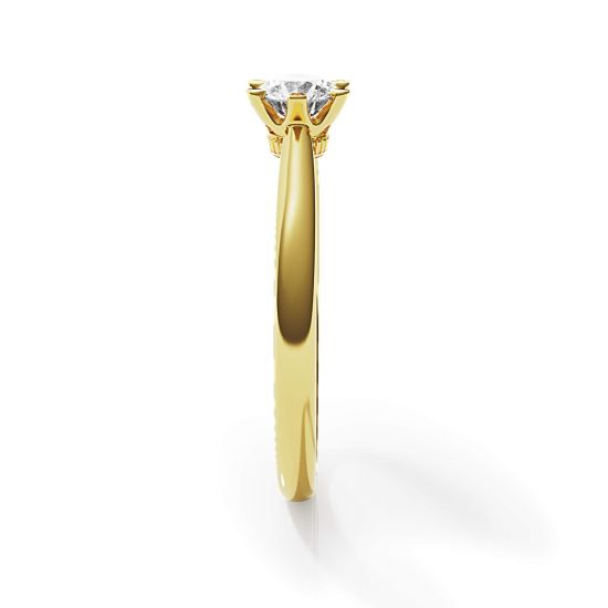 Anel de noivado coroa diamante 6 pinos em ouro amarelo, More Image 1