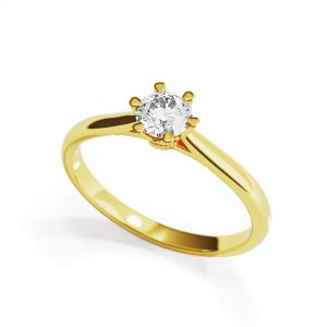Anel de noivado coroa diamante 6 pinos em ouro amarelo - Foto 3