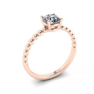 Solitário de diamante redondo em anel frisado em ouro rosa - Foto 3