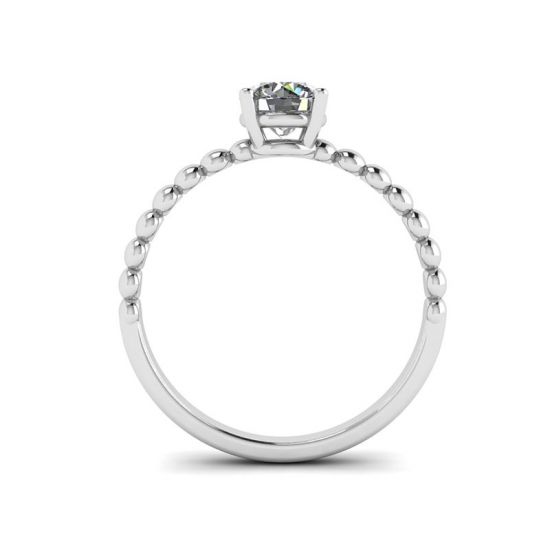 Solitário de diamante redondo em anel frisado em ouro branco, More Image 0