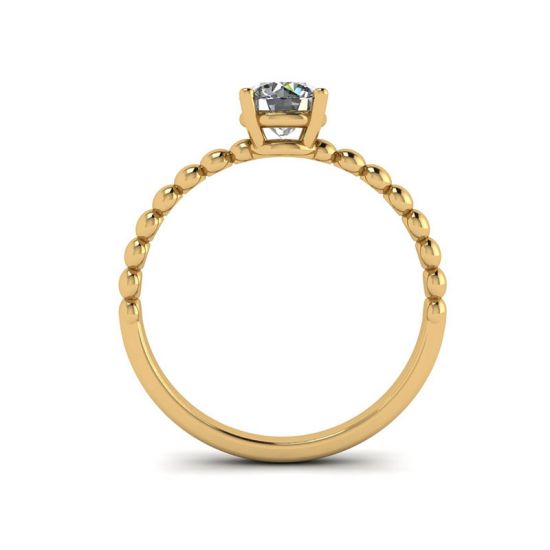 Solitário de diamante redondo em anel frisado em ouro amarelo, More Image 0