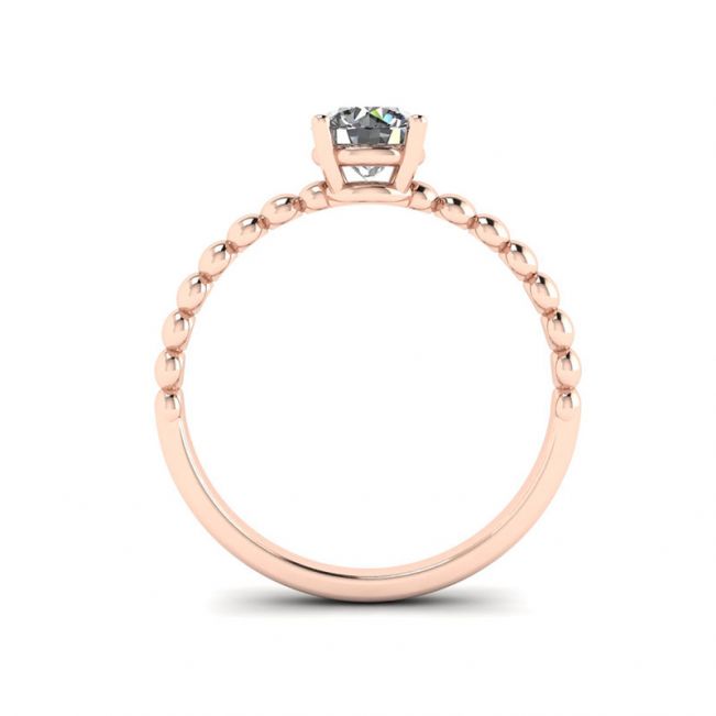 Solitário de diamante redondo em anel frisado em ouro rosa - Foto 1