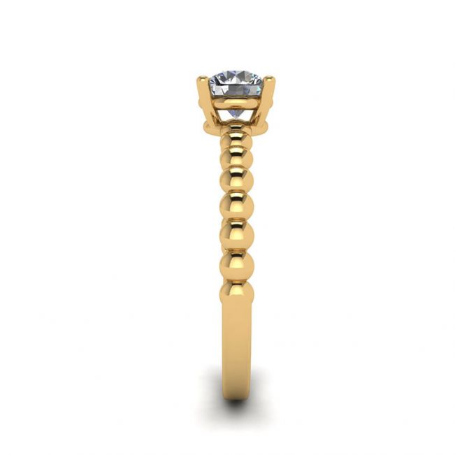 Solitário de diamante redondo em anel frisado em ouro amarelo - Foto 2