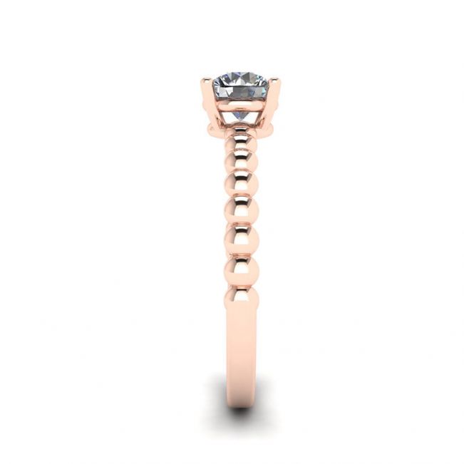 Solitário de diamante redondo em anel frisado em ouro rosa - Foto 2