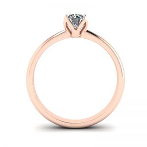 Anel de cravação de pétala com diamante redondo em ouro rosa 18K - Foto 1
