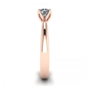 Anel de cravação de pétala com diamante redondo em ouro rosa 18K - Foto 2