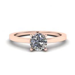 Anel Solitário Redondo Simples de Ouro Rosa 18K