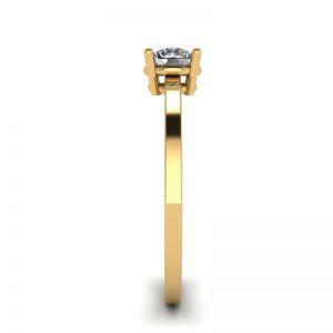 Anel solitário de ouro amarelo 18 quilates simples com diamante redondo - Foto 2