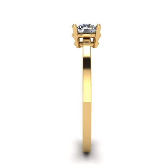 Anel solitário de ouro amarelo 18 quilates simples com diamante redondo,  Ampliar imagem 3