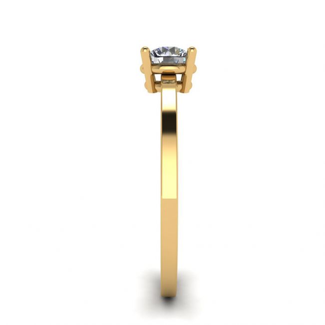 Anel solitário de ouro amarelo 18 quilates simples com diamante redondo - Foto 2