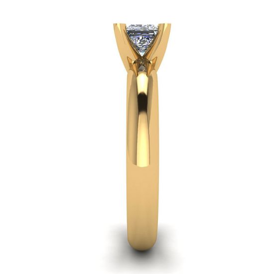 Anel de ouro amarelo com diamante lapidação princesa, More Image 1