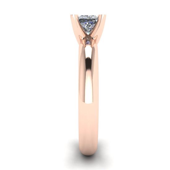Anel de ouro rosa com diamante lapidação princesa, More Image 1