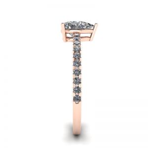 Anel de diamante de pêra com pavê lateral ouro rosa - Foto 2