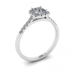 Halo anel de diamante corte princesa - Foto 2