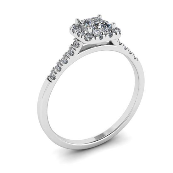 Halo anel de diamante corte princesa,  Ampliar imagem 3