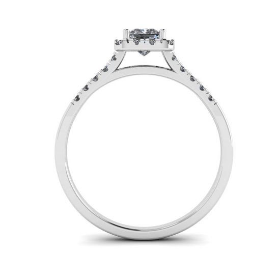 Halo anel de diamante corte princesa,  Ampliar imagem 4