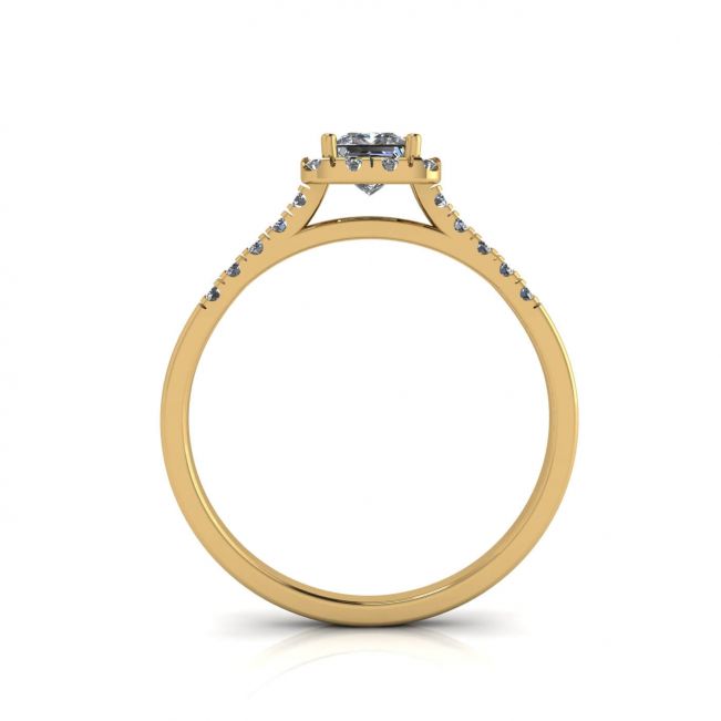 Halo Princess Cut Diamond Ring em ouro amarelo - Foto 1