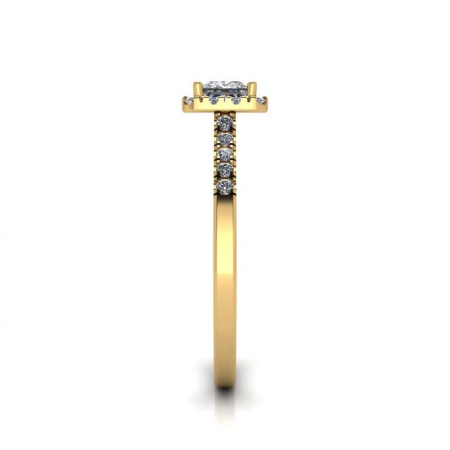 Halo Princess Cut Diamond Ring em ouro amarelo - Foto 3