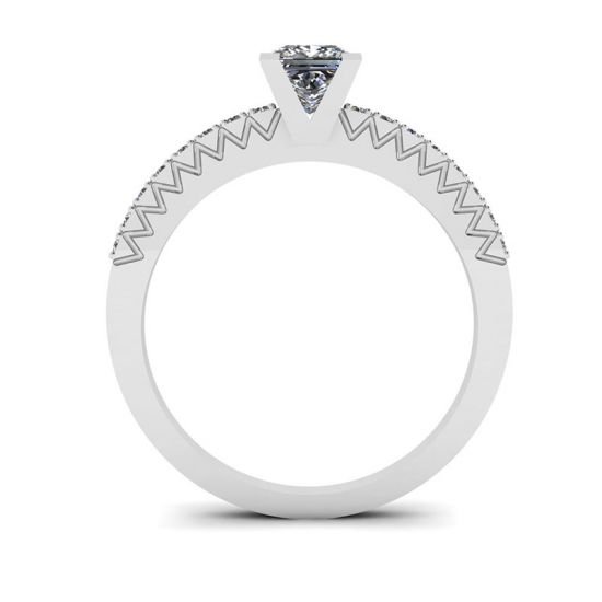 Anel de Diamante Corte Princesa em V com Side Pave,  Ampliar imagem 2