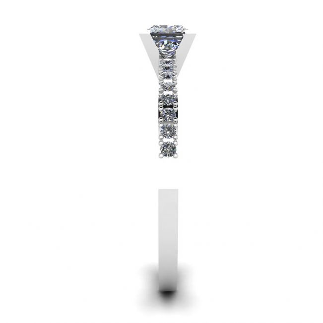 Anel de Diamante Corte Princesa em V com Side Pave - Foto 2