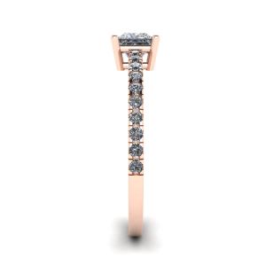 Anel de diamante com lapidação princesa com pavilhão lateral em ouro rosa 18K - Foto 2
