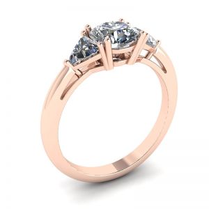 Anel de três diamantes em ouro rosa 18K - Foto 3
