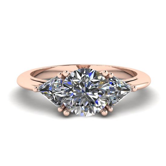 Anel de três diamantes em ouro rosa 18K, Imagem 1