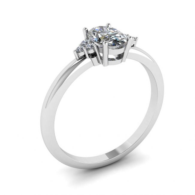 Diamante oval com anel de diamantes de 3 lados - Foto 3