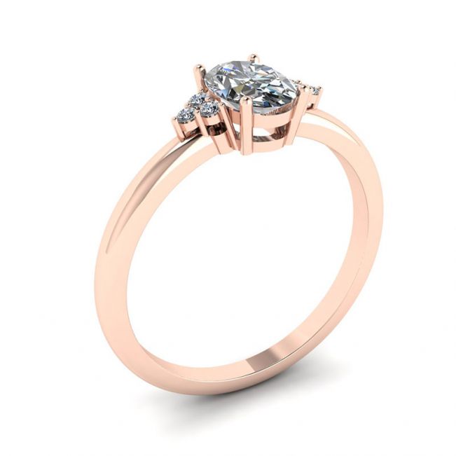 Diamante oval com 3 lados anel de diamantes ouro rosa - Foto 3