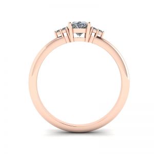 Diamante oval com 3 lados anel de diamantes ouro rosa - Foto 1