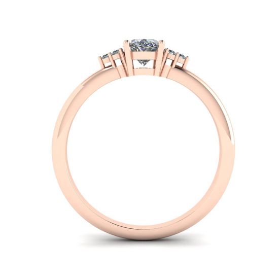 Diamante oval com 3 lados anel de diamantes ouro rosa, More Image 0